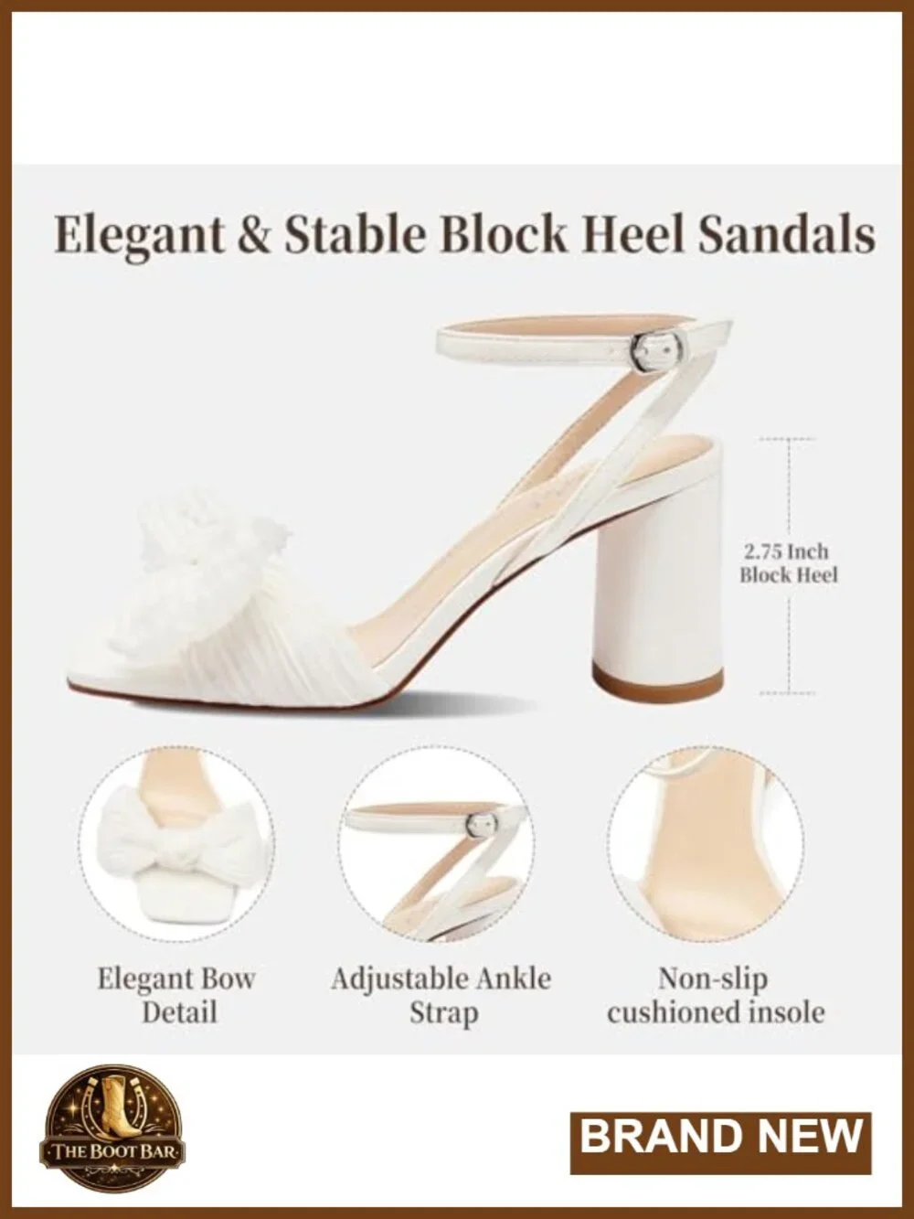 Women's Square Open Toe Chunky Heel Sandals with Bow Block Heels